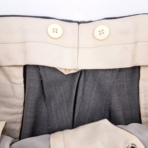 Jos A Bank Mens 44L Gray Pinstripe Wool Cashmere 2 Piece Suit Pleated Pant 36x30 - Picture 13 of 16